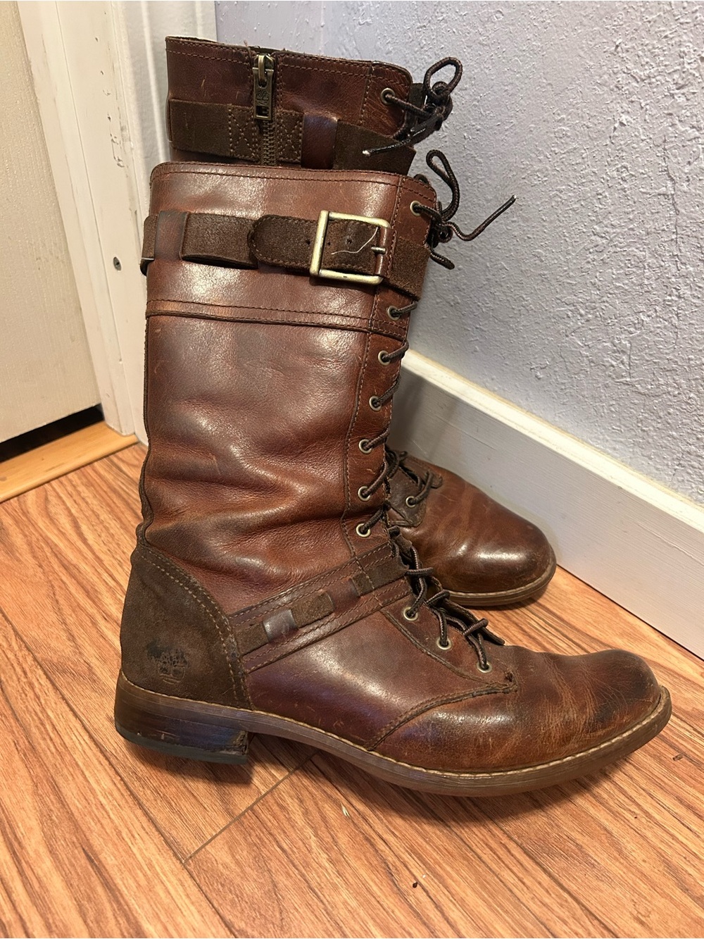 Womens TIMBERLAND Earthkeepers 8542R Savin Hill Tobacco Brown Boots Sz 9.5 Zip
